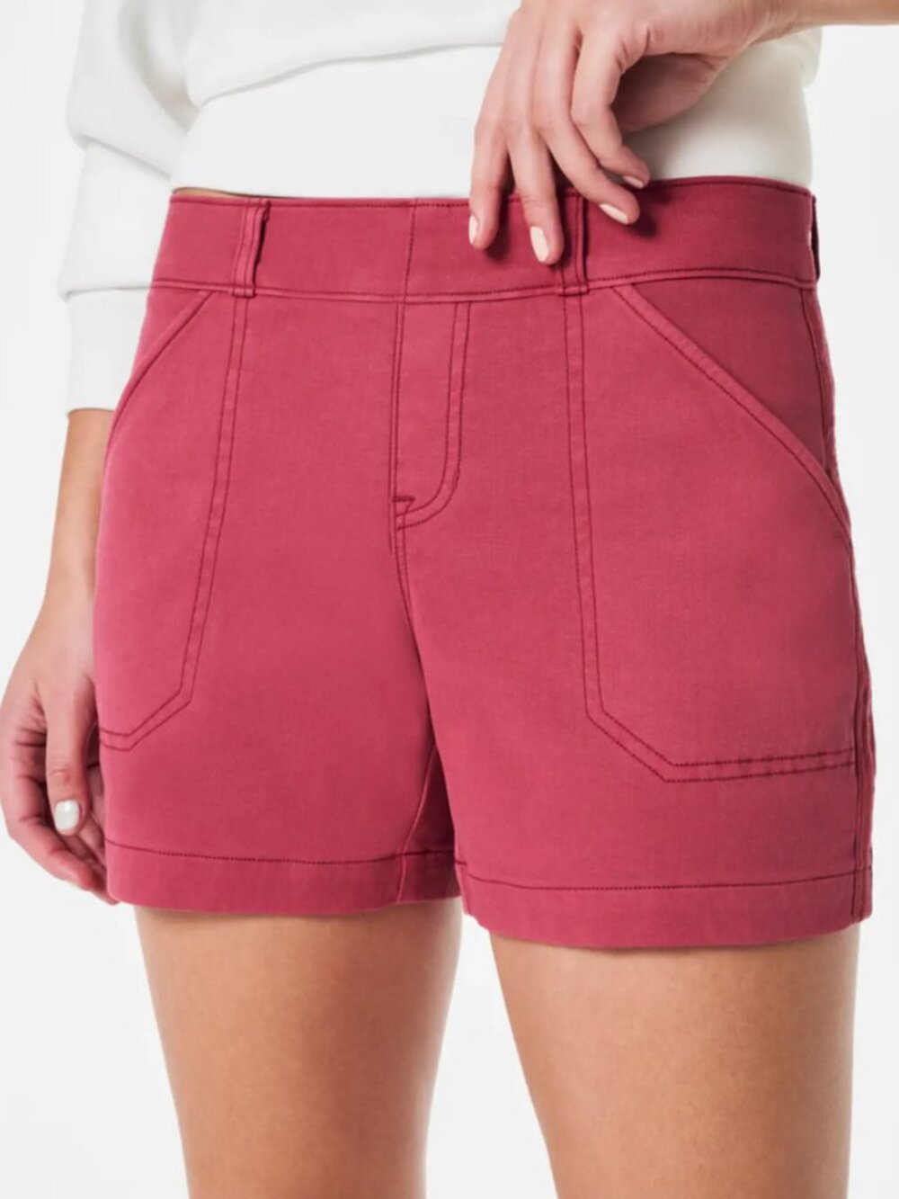 Spanx Sz. L Wild Rose Garment Dyed Stretch Twill Shorts
